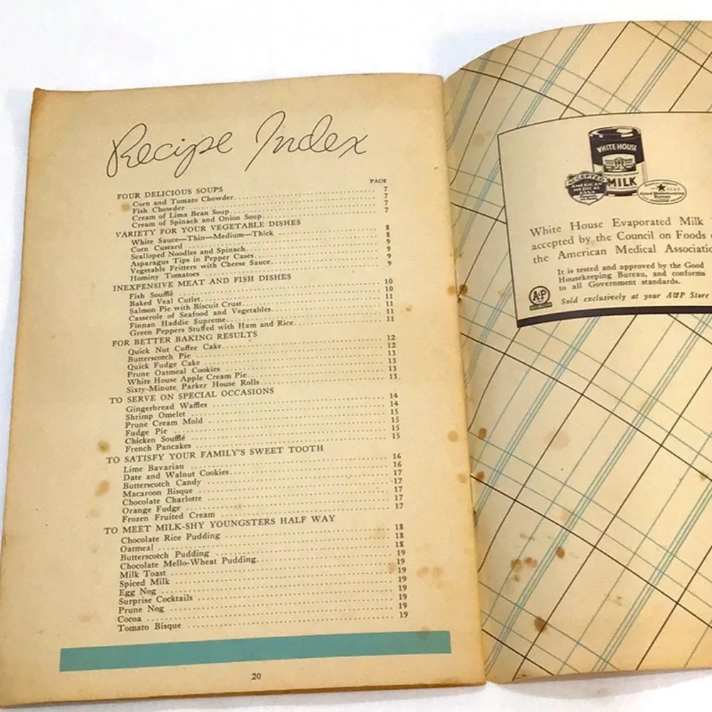 1939 White House evaporated milk recipe booklet GUC
